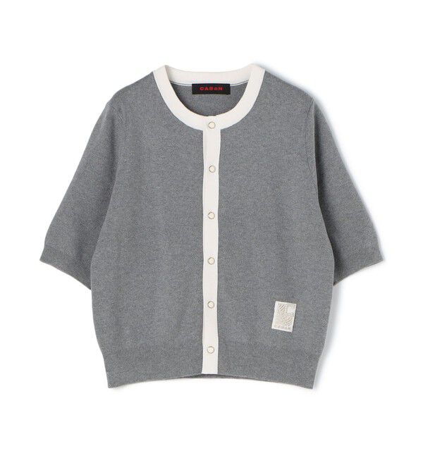 CABaN「コットンカシミヤ バイカラーハーフスリーブカーディガン」|カーディガン|16 グレー系