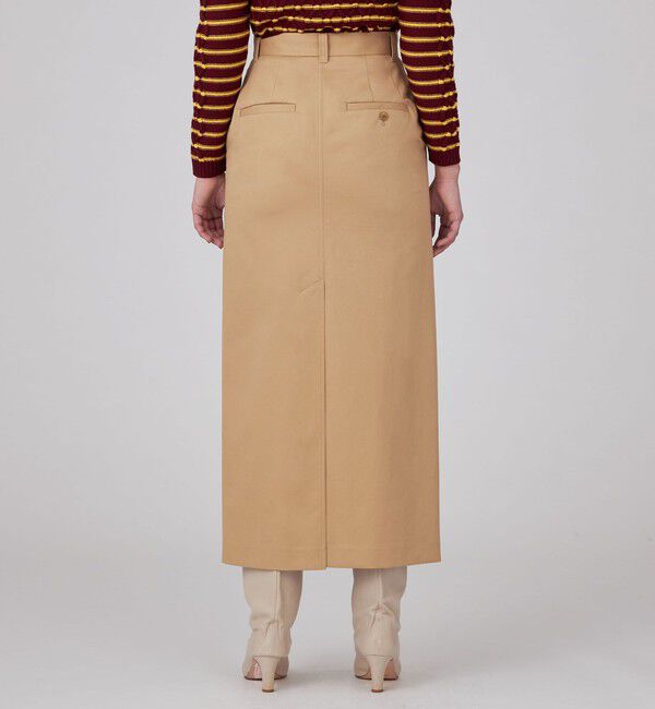 MACPHEE「コットンチノ Iラインロングスカート」|タイト|