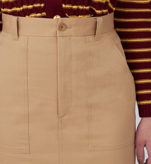 MACPHEE「コットンチノ Iラインロングスカート」|タイト|