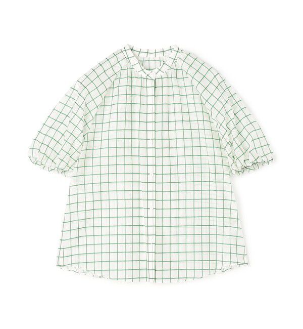 TOMORROWLAND collection「シアータッターソール ギャザーパフスリーブブラウス」|シャツ・ブラウス|56 グリーン系