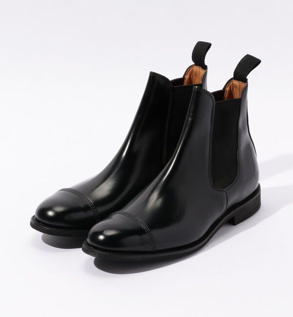TOMORROWLAND GOODS「SANDERS ポリッシュドレザー チェルシーブーツ」|ショートブーツ|19 ブラック