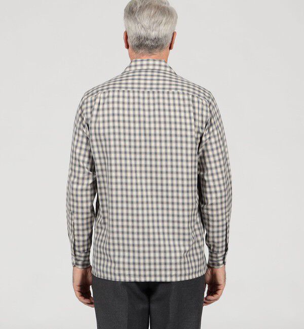 TOMORROWLAND MENS「コットンオンブレーチェック ダブルポケットオープンカラーシャツ ALBINI」|シャツ・ブラウス|