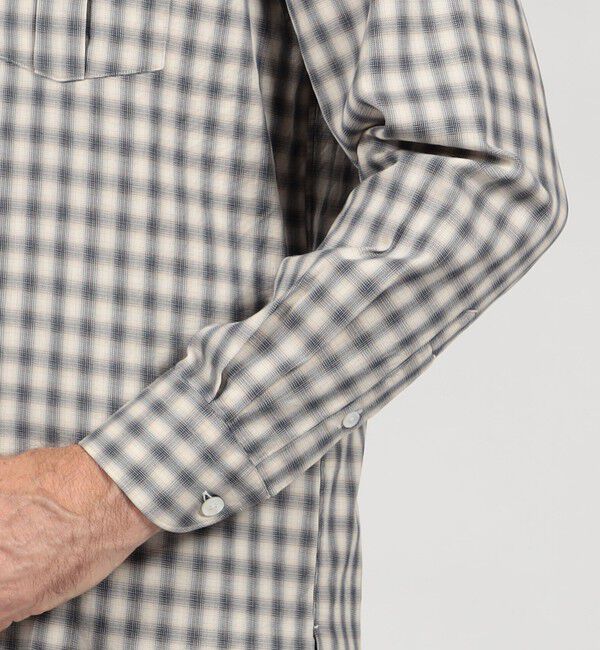 TOMORROWLAND MENS「コットンオンブレーチェック ダブルポケットオープンカラーシャツ ALBINI」|シャツ・ブラウス|