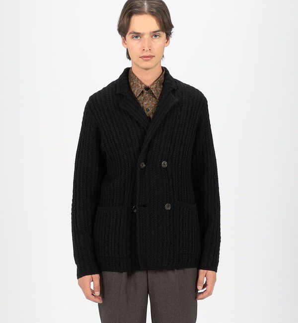 TOMORROWLAND MENS「ウールケーブルニット ダブルブレスト4Bジャケット」|ニット・セーター|
