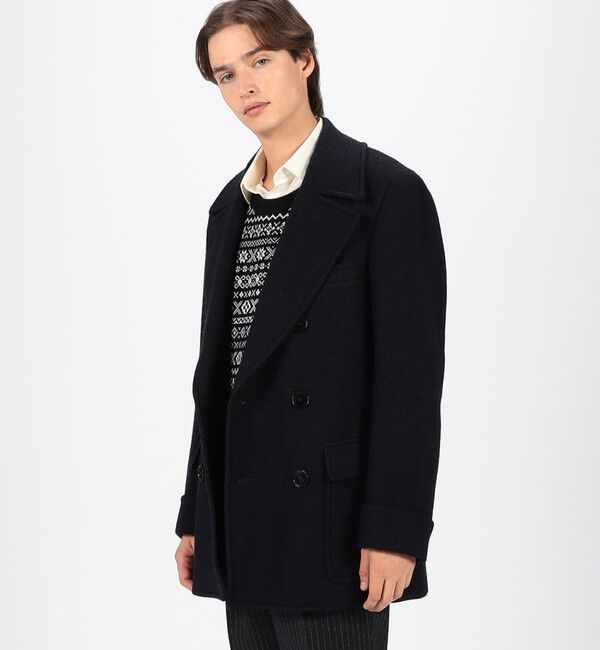 TOMORROWLAND MENS「プレミアムシェットランドウール ショートポロコート」|ピーコート|