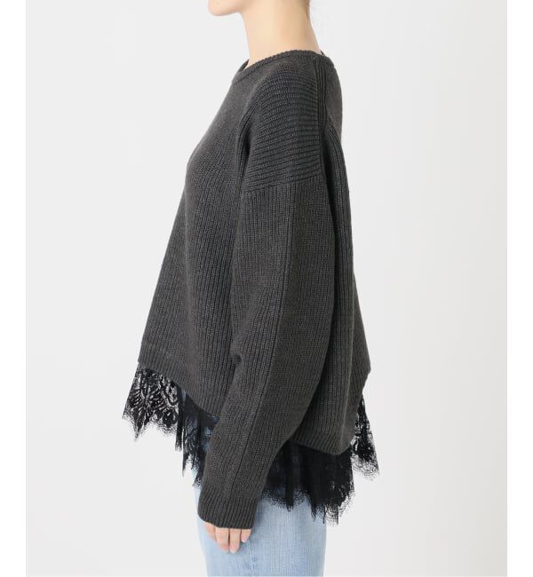 Spick and Span「レースドッキング畦ニットプルオーバー」|ニット・セーター|