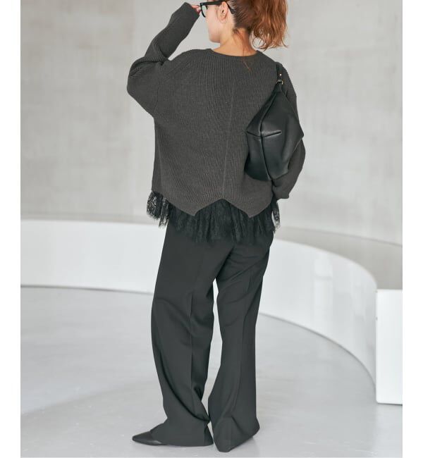 Spick and Span「レースドッキング畦ニットプルオーバー」|ニット・セーター|