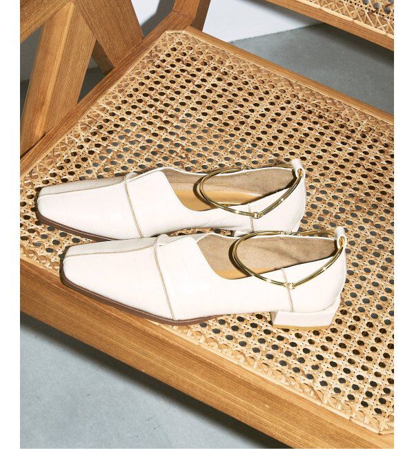  「《追加》GRISEレザースクエアクロスシームアンクルフラット」|その他|ナチュラル