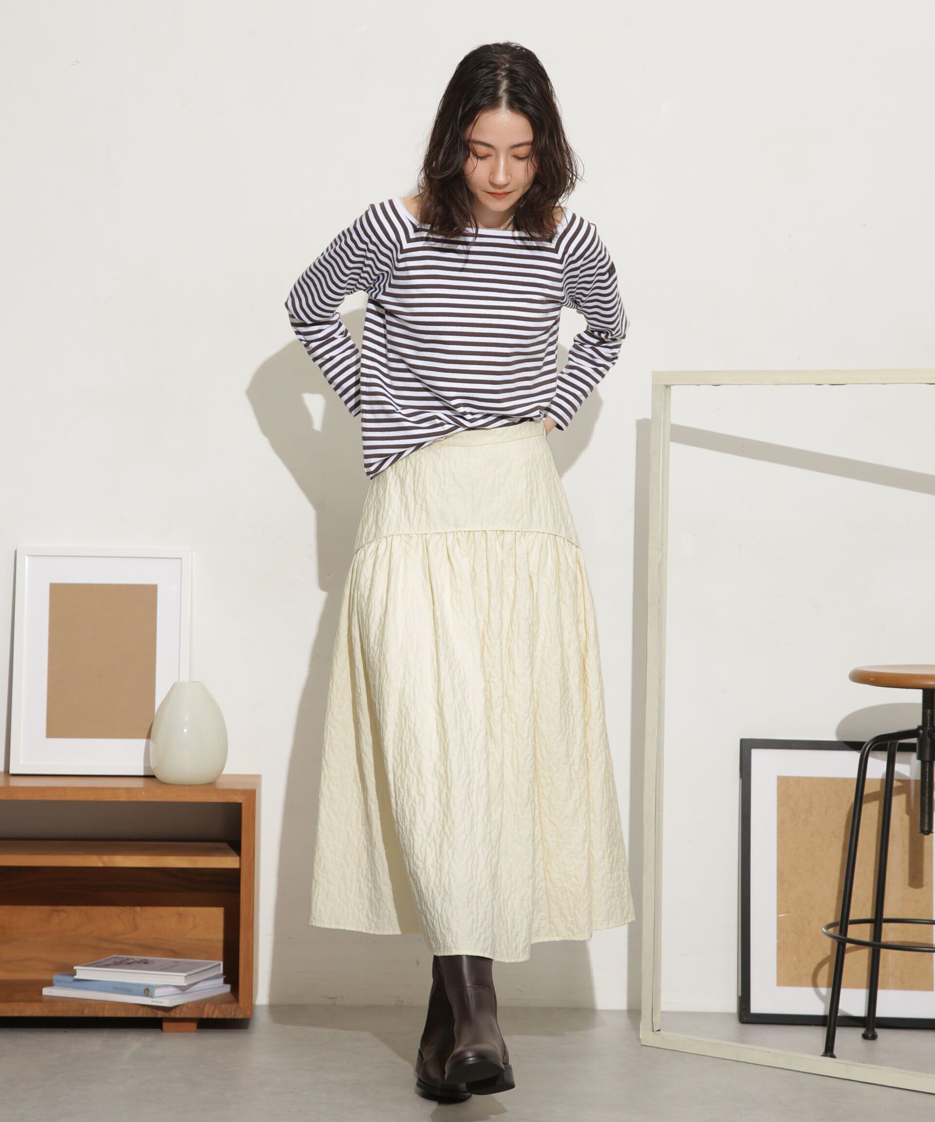 nano･universe「ふくれジャガードボリュームギャザースカート」|スカート|