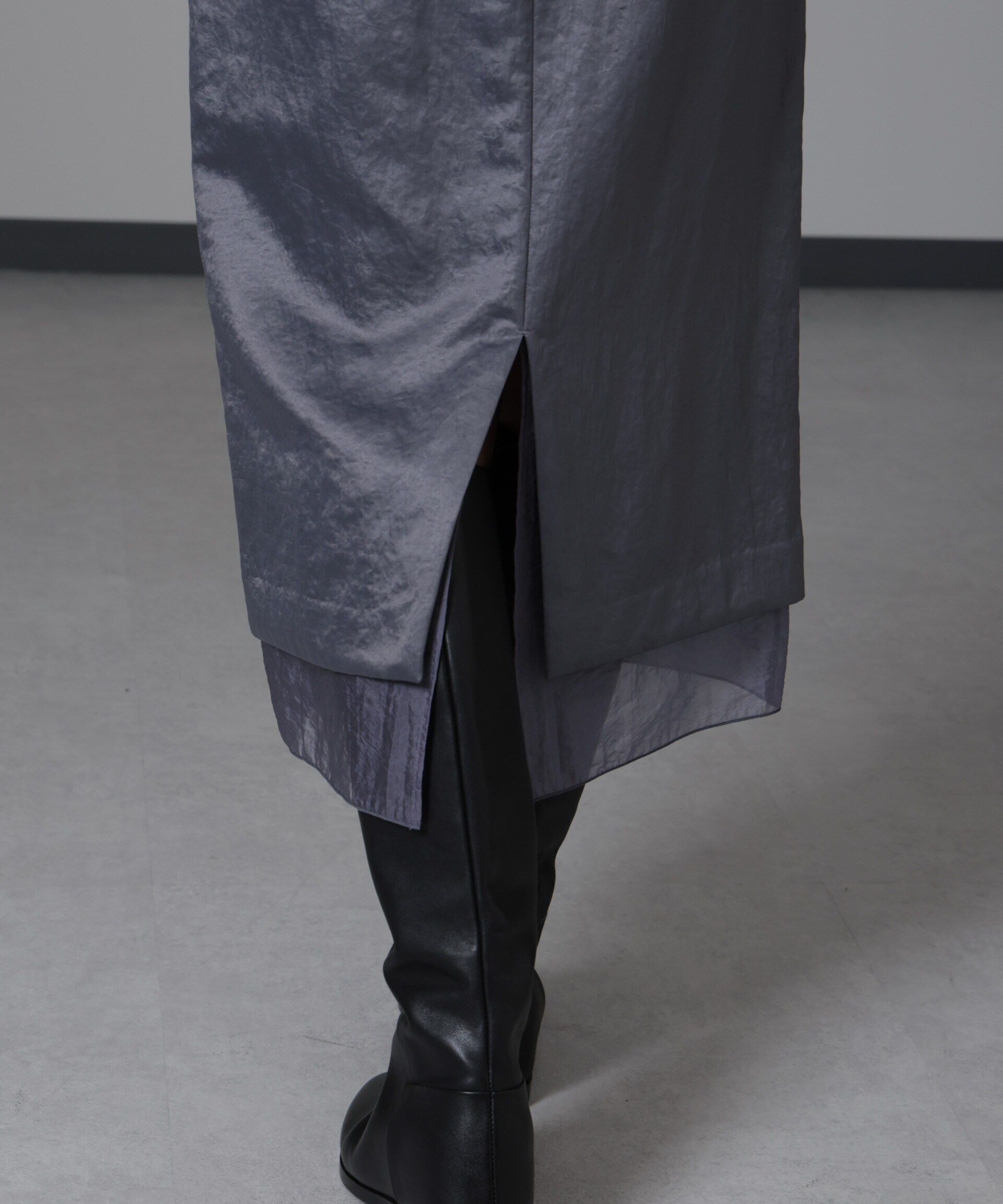 nano･universe「レザーライクサテンスカート」|スカート|