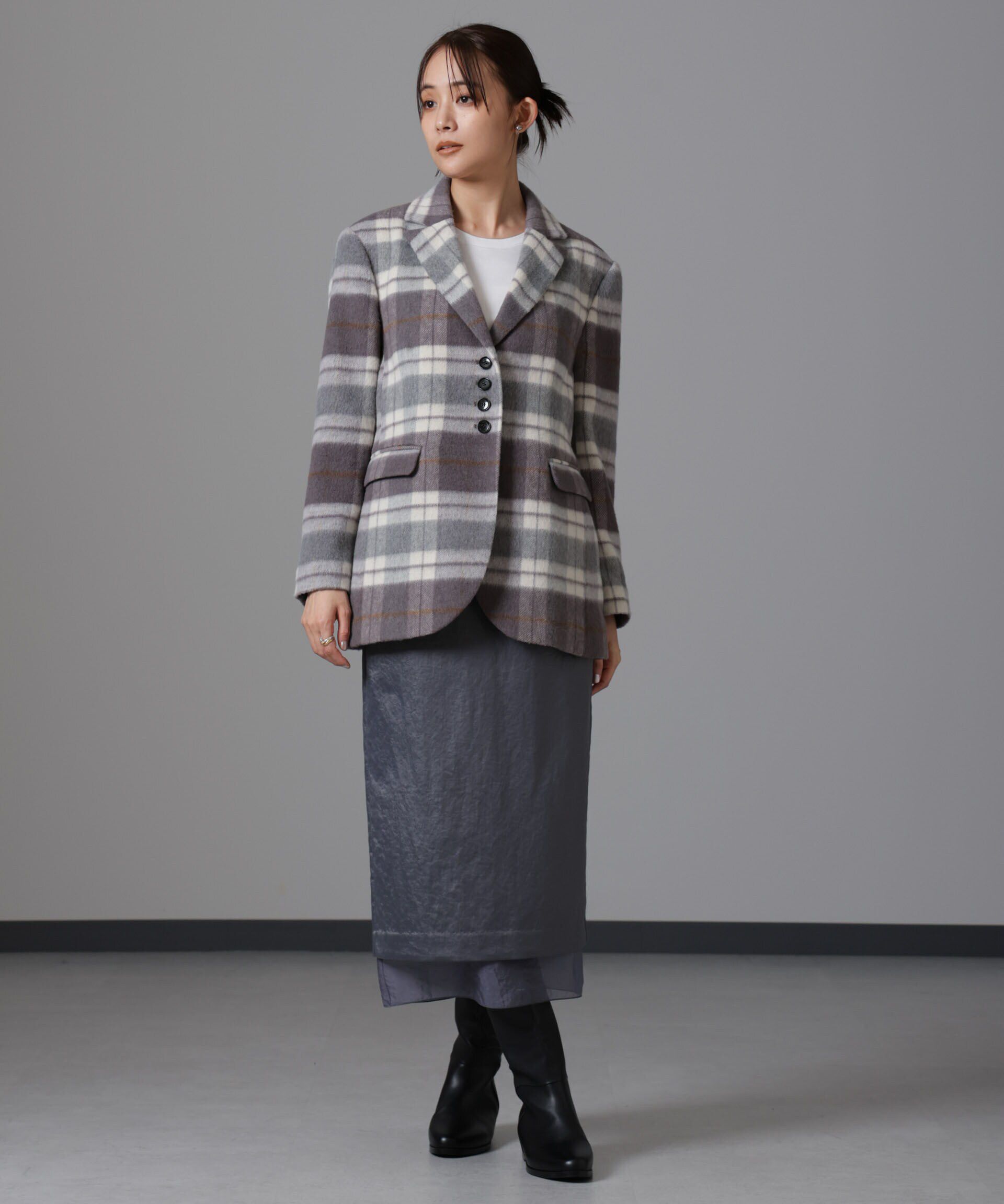 nano･universe「レザーライクサテンスカート」|スカート|