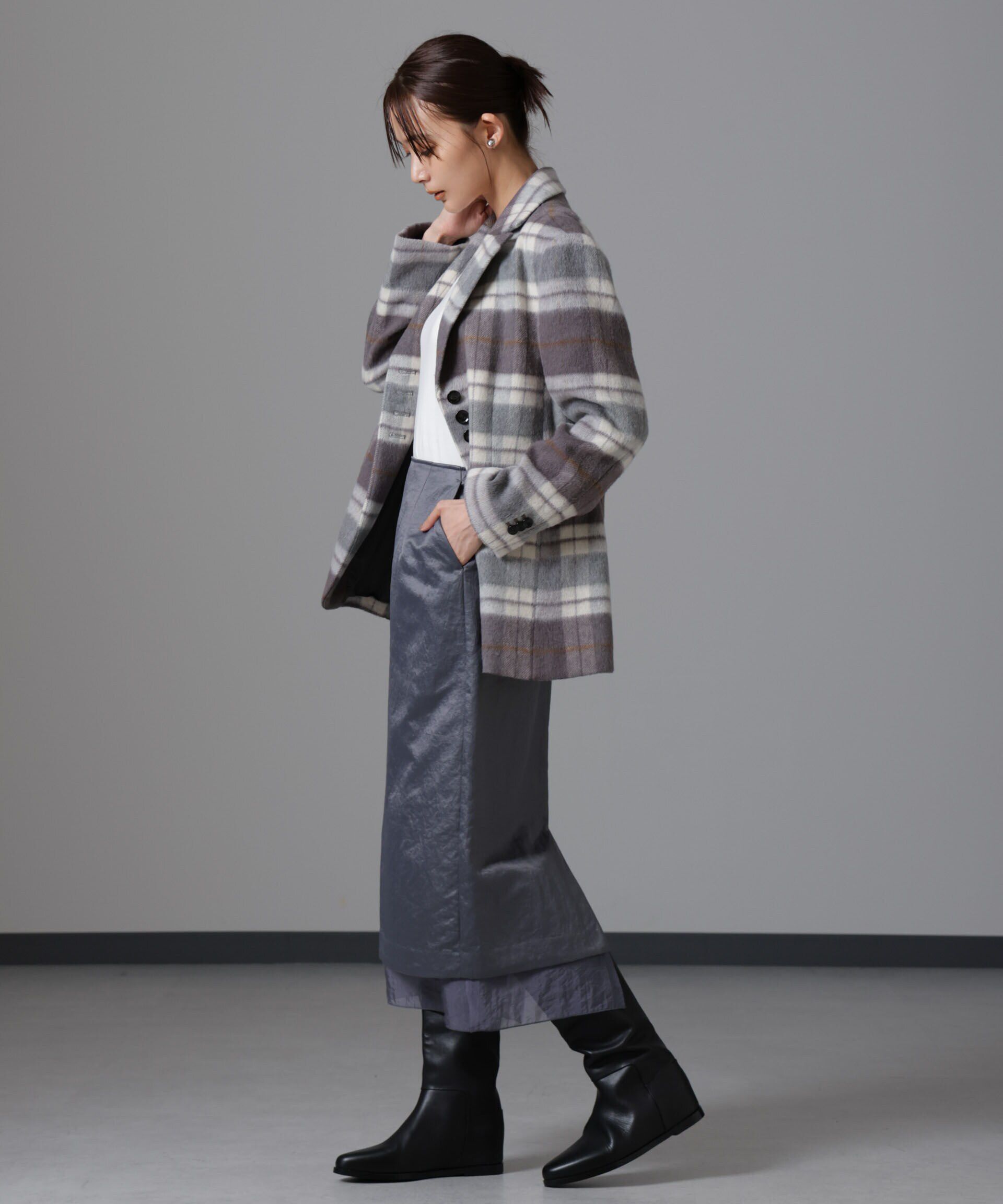 nano･universe「レザーライクサテンスカート」|スカート|