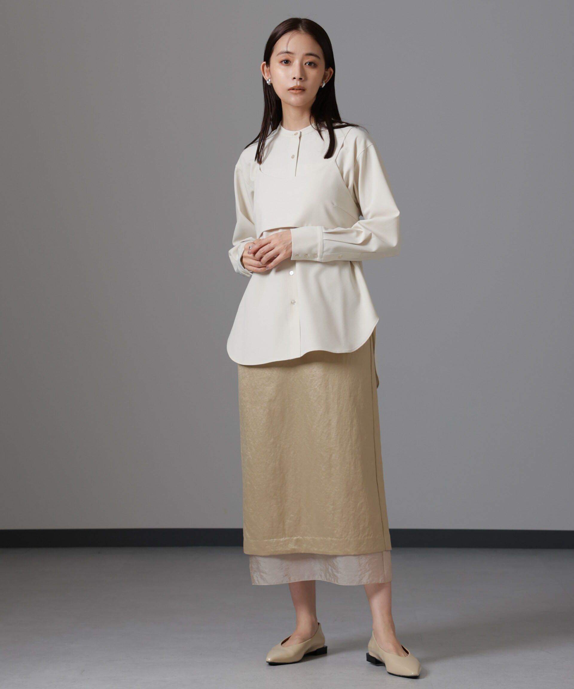 nano･universe「レザーライクサテンスカート」|スカート|