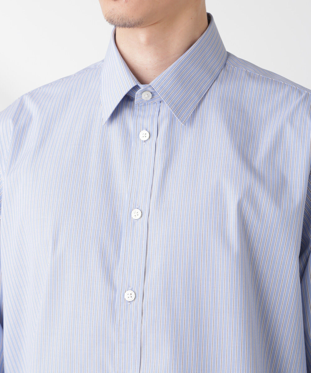 nano･universe「ESTENEIGE(R) レギュラーカラーシャツストライプ 長袖/接触冷感」|シャツ・ブラウス|