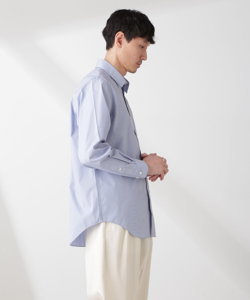 nano･universe「ESTENEIGE(R) レギュラーカラーシャツストライプ 長袖/接触冷感」|シャツ・ブラウス|