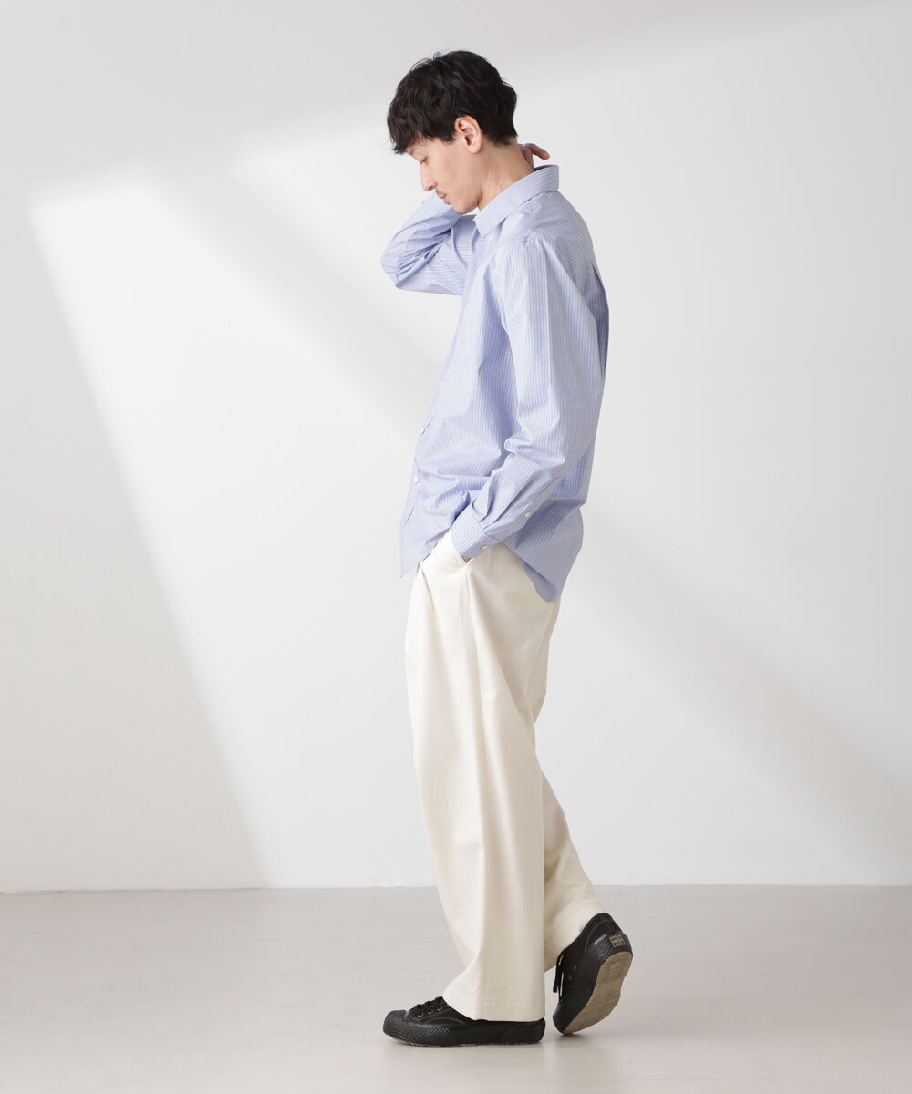 nano･universe「ESTENEIGE(R) レギュラーカラーシャツストライプ 長袖/接触冷感」|シャツ・ブラウス|