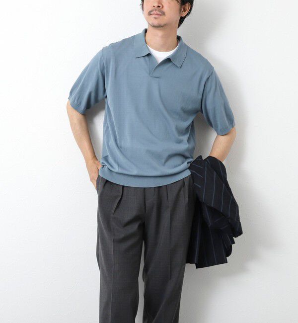 NOLLEY'S goodman「《PIMA COTTON》成型半袖 NSN スキッパーニットポロシャツ 25SS」|ポロシャツ|