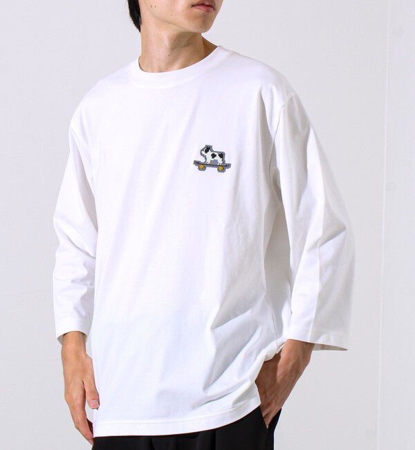 GLOSTER「【GLOSTER/グロスター】デジブル 七分袖Tシャツ ドット刺繍」|Tシャツ・カットソー|