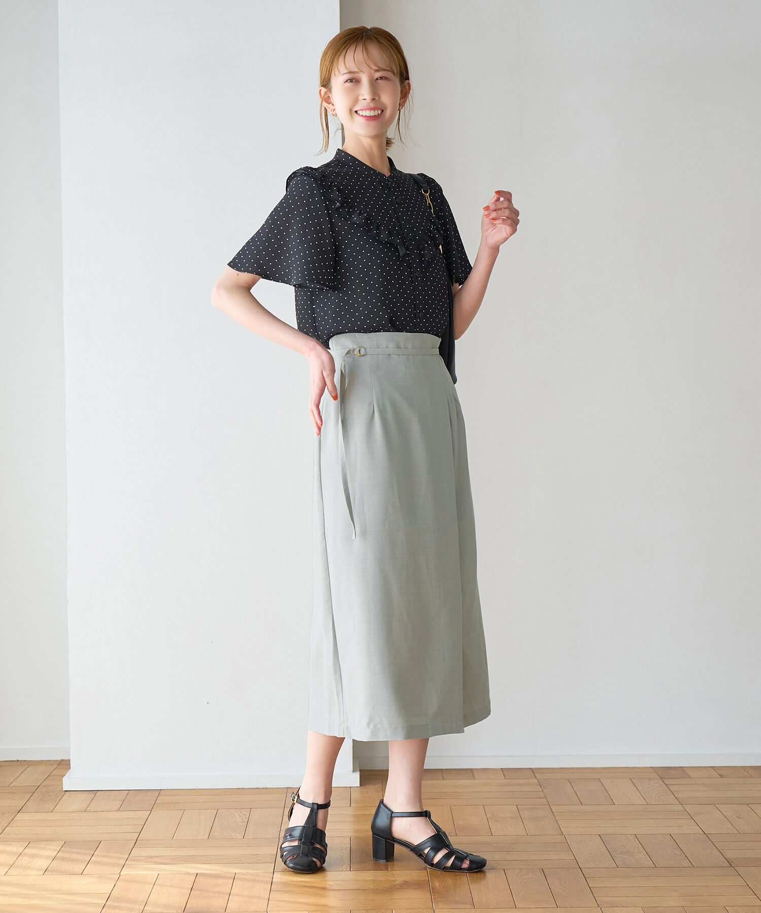 Rope&rsquo;Picnic「【着丈が選べる/着丈長め】リネンライクラップスカート」|スカート|