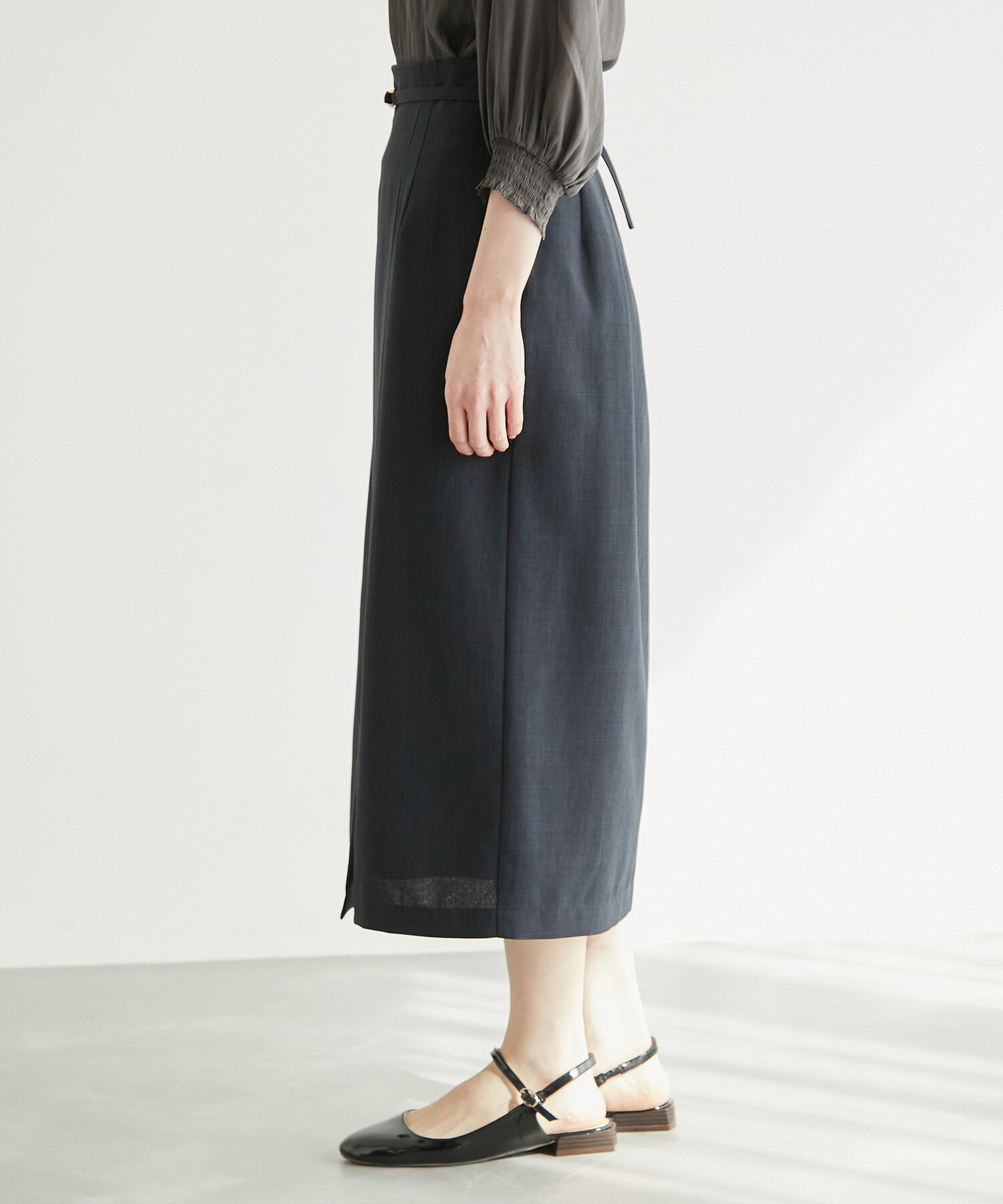 Rope&rsquo;Picnic「【着丈が選べる/着丈長め】リネンライクラップスカート」|スカート|