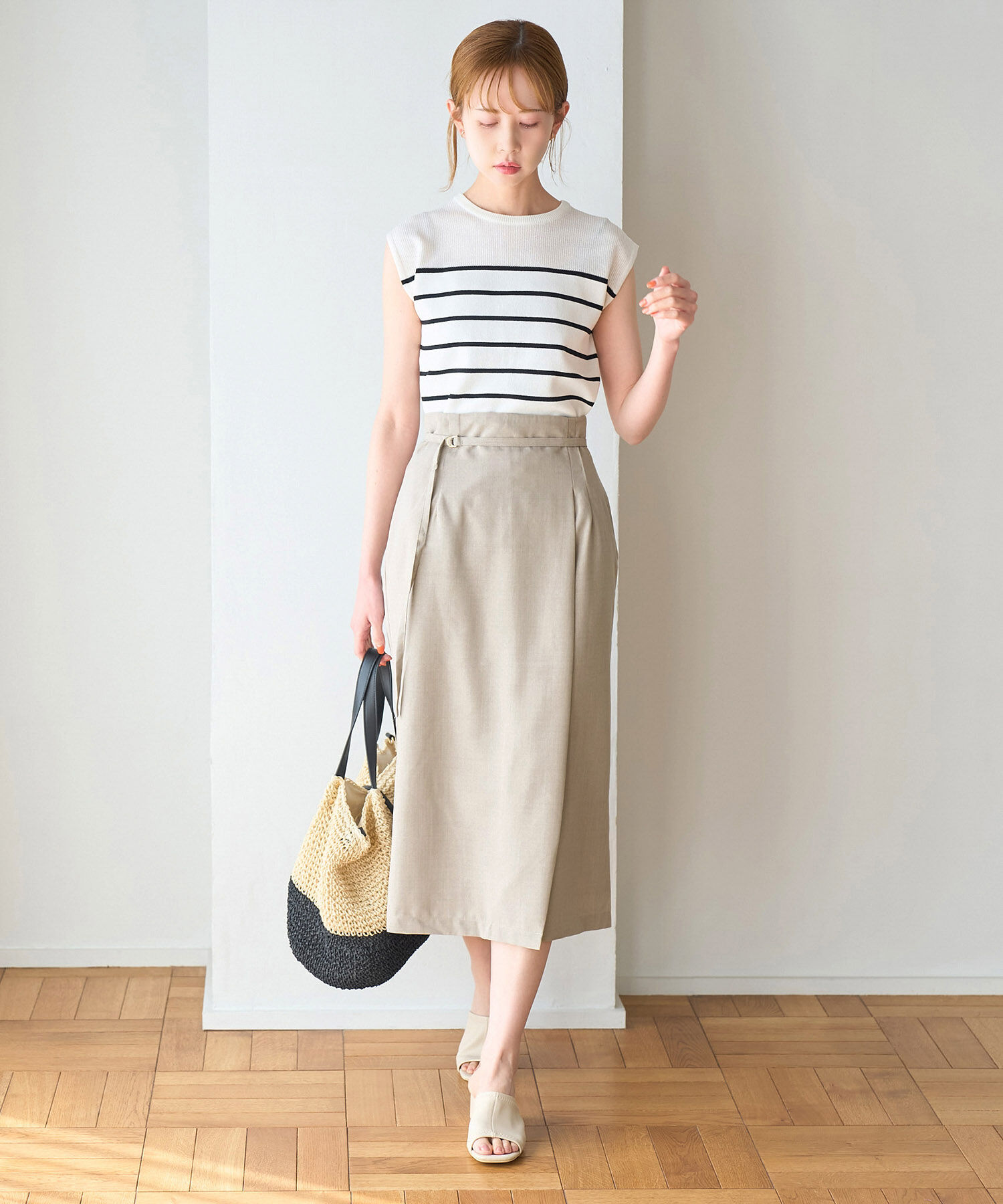 Rope&rsquo;Picnic「【着丈が選べる/着丈長め】リネンライクラップスカート」|スカート|