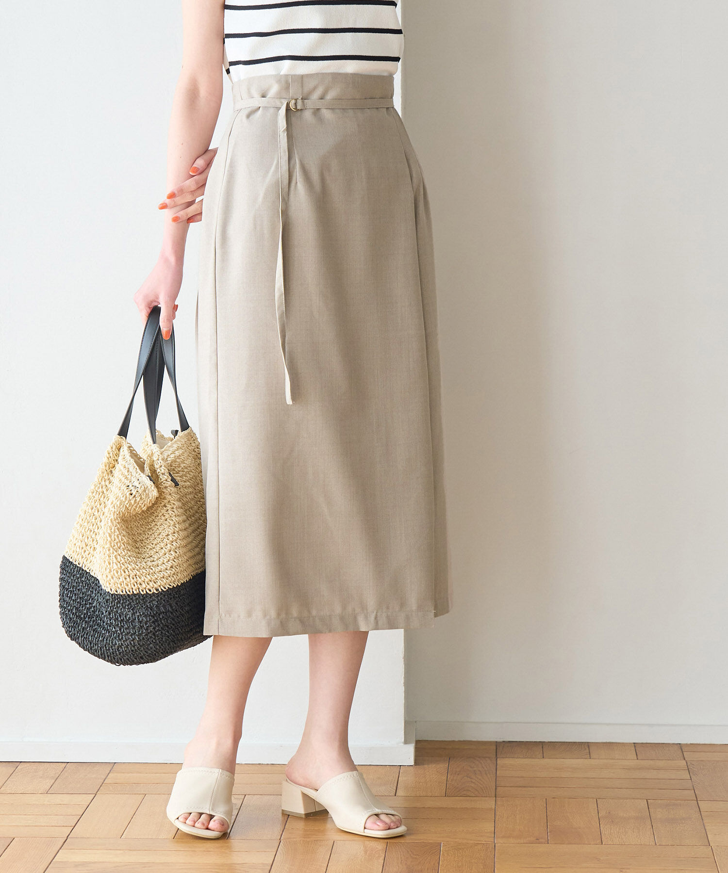 Rope&rsquo;Picnic「【着丈が選べる/着丈長め】リネンライクラップスカート」|スカート|