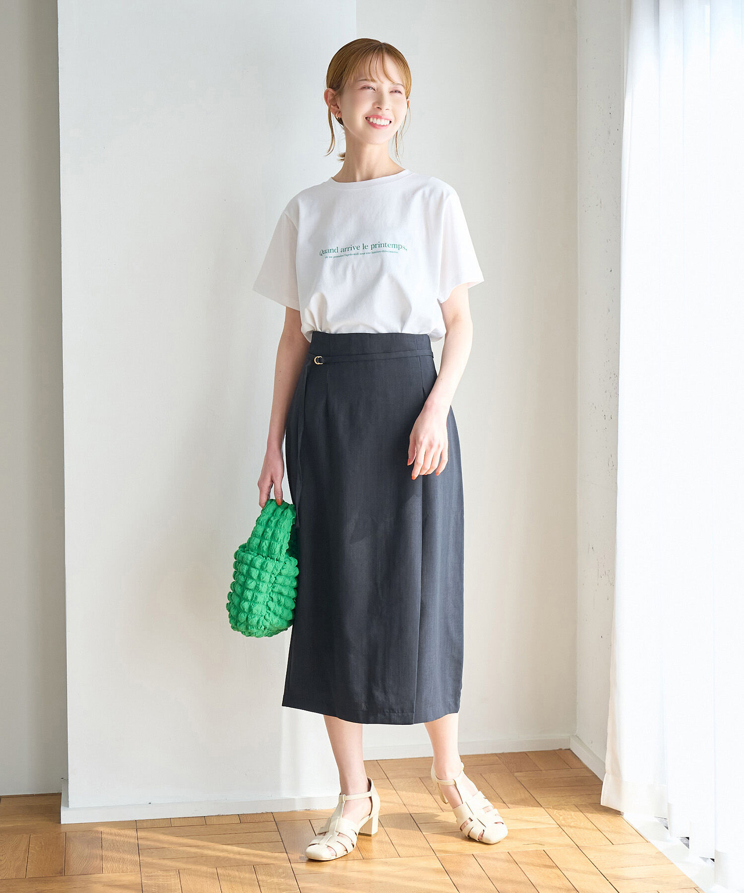 Rope&rsquo;Picnic「【着丈が選べる/着丈長め】リネンライクラップスカート」|スカート|
