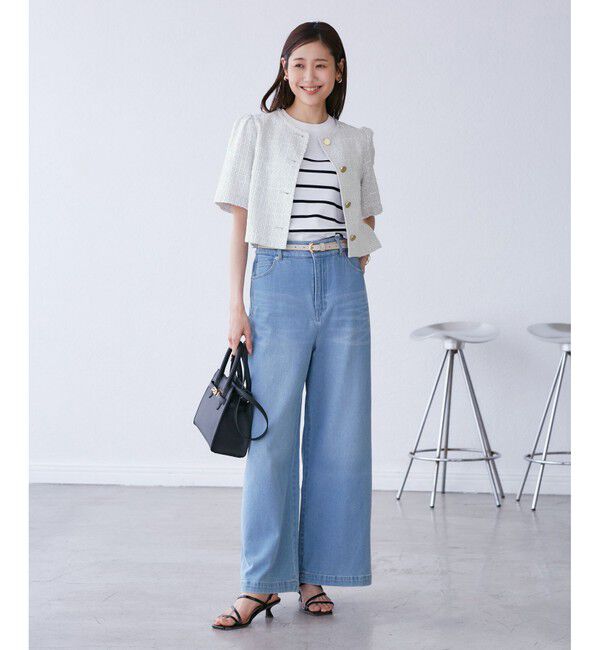 Rope&rsquo;Picnic「【サマー・ツイード】金ボタンカーディジャケット」|ノーカラージャケット|