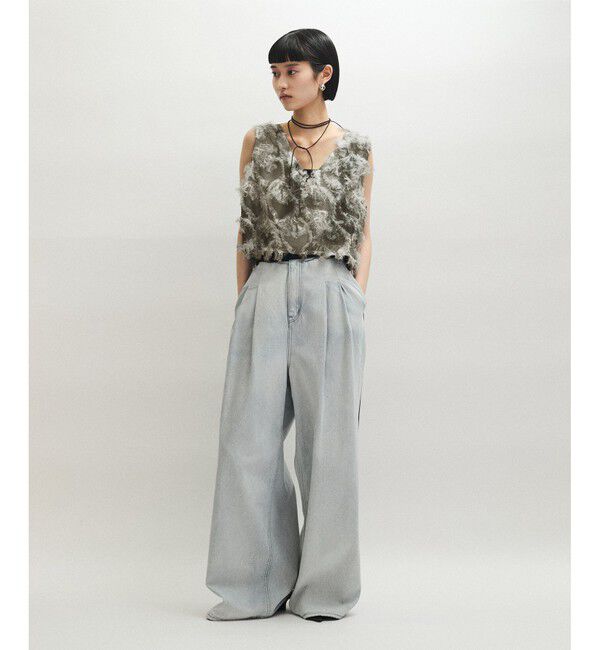 ADAM ET ROPE'「【サステナブル】・【定番人気】フリンジプリントトップス」|Tシャツ・カットソー|