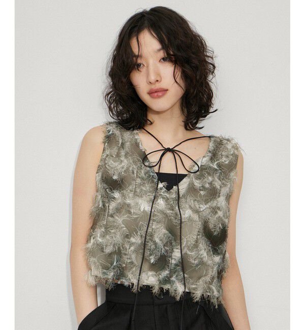 ADAM ET ROPE'「【サステナブル】・【定番人気】フリンジプリントトップス」|Tシャツ・カットソー|