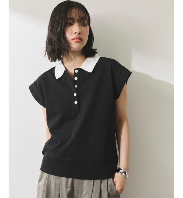 ADAM ET ROPE'「【WEB限定】スリーブレスポロトップス」|ポロシャツ|ブラック(01)