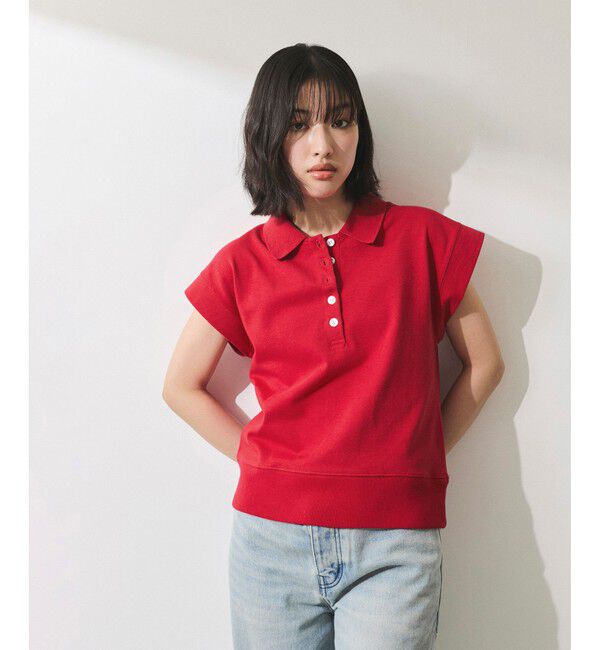 ADAM ET ROPE'「【WEB限定】スリーブレスポロトップス」|ポロシャツ|レッド(60)