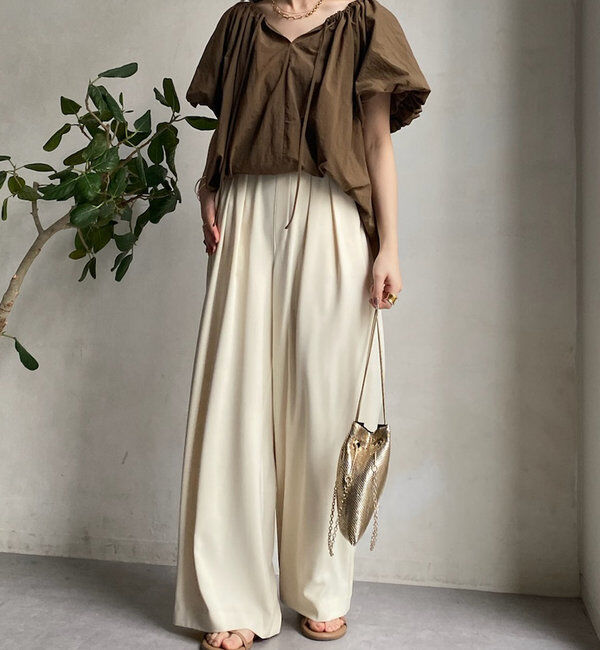  「【累計販売数3万枚突破/22色４サイズ展開！】タックワイドパンツ」|チノ|