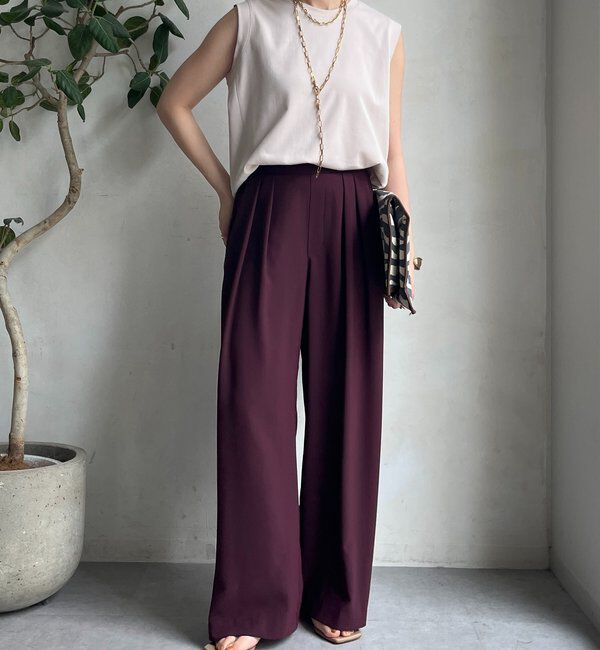  「【累計販売数3万枚突破/22色４サイズ展開！】タックワイドパンツ」|チノ|