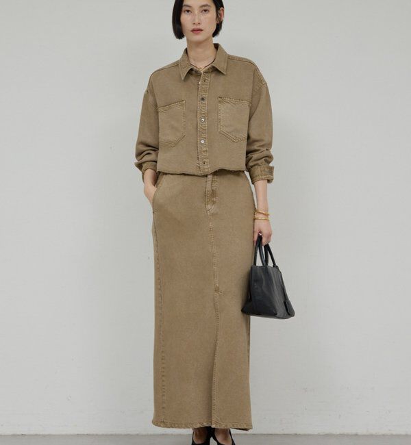  「【セットアップ対応】リヨセルスリットスカート」|スカート|オリーブ