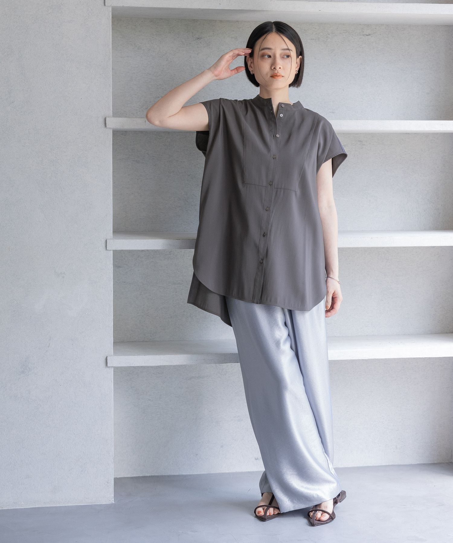 A part by 「ハイネックフレンチスリーブブラウス」|シャツ・ブラウス|