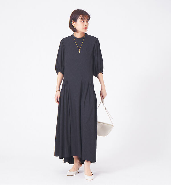 Rouge vif「タックスリーブワンピース」|ワンピース|ブラック