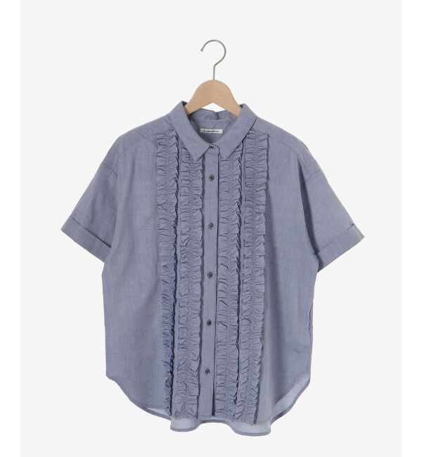  「《1枚で着映え！》フロントフリルレギュラーカラー半袖シャツ」|シャツ・ブラウス|