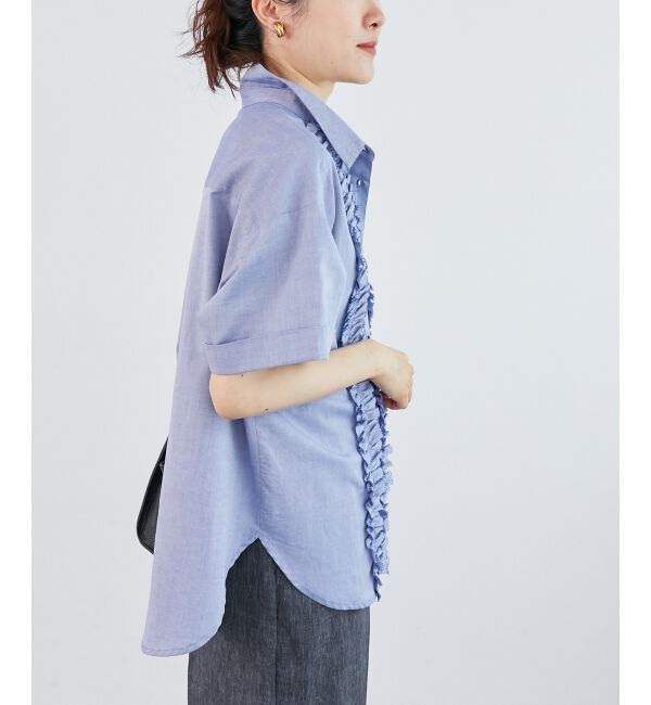  「《1枚で着映え！》フロントフリルレギュラーカラー半袖シャツ」|シャツ・ブラウス|