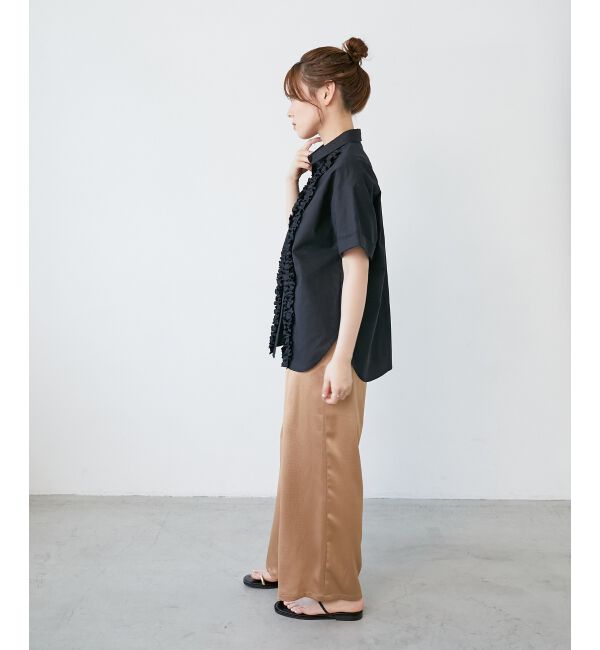  「《1枚で着映え！》フロントフリルレギュラーカラー半袖シャツ」|シャツ・ブラウス|