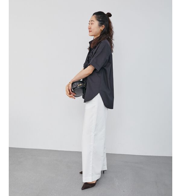  「《1枚で着映え！》フロントフリルレギュラーカラー半袖シャツ」|シャツ・ブラウス|