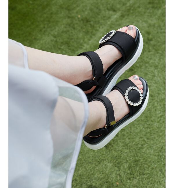 MAJESTICLEGON「ビジューバックルスポサン」|サンダル|