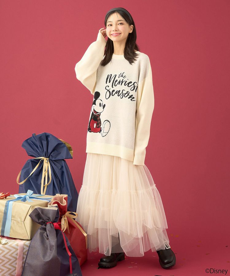 earth music&ecology「Disney/ジャガードラメロゴプルオーバー」|ニット・セーター|