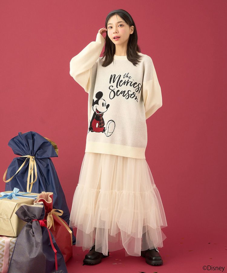 earth music&ecology「Disney/ジャガードラメロゴプルオーバー」|ニット・セーター|