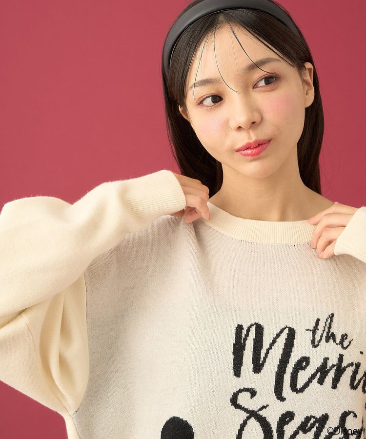 earth music&ecology「Disney/ジャガードラメロゴプルオーバー」|ニット・セーター|