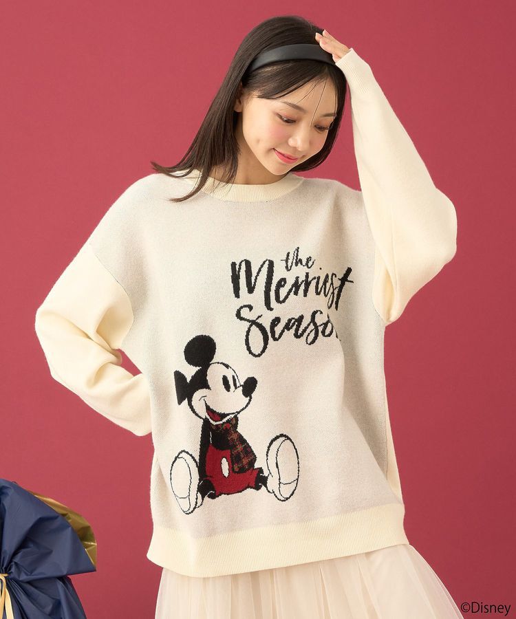 earth music&ecology「Disney/ジャガードラメロゴプルオーバー」|ニット・セーター|