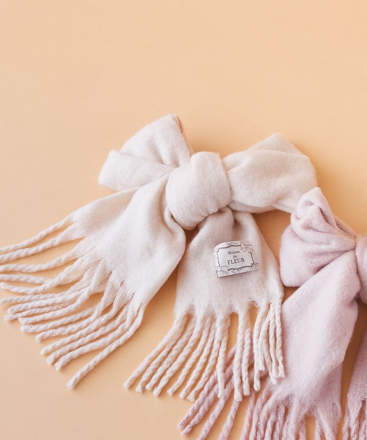 Maison de FLEUR「フリンジストール」|ストール|アイボリー