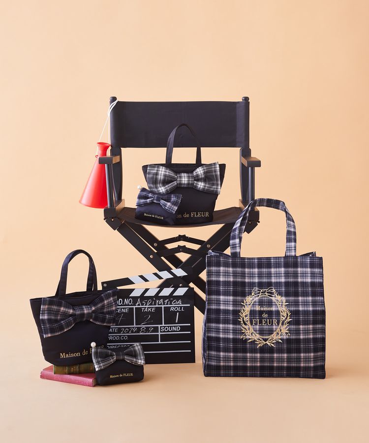 Maison de FLEUR「チェックリボンサテンポーチ」|ポーチ|