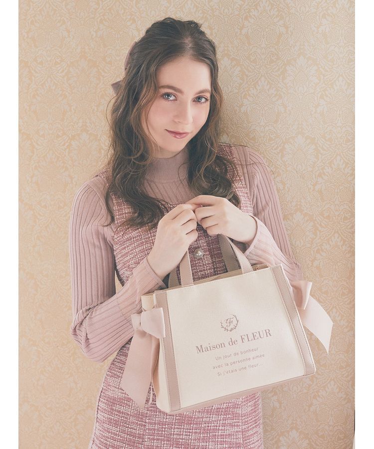 Maison de FLEUR「キャンバススクエア2Wayトートバッグ」|トートバッグ|ピンクベージュ