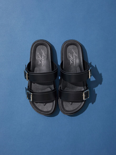  「【WEB限定】ボリュームソールダブルベルトサンダル」|サンダル|ブラック